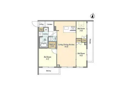 アジールコート練馬中村橋(3LDK/1階)の間取り写真