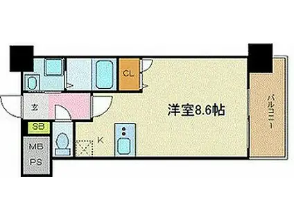 GREENTRAILPARK NISHIGAWA(ワンルーム/4階)の間取り写真