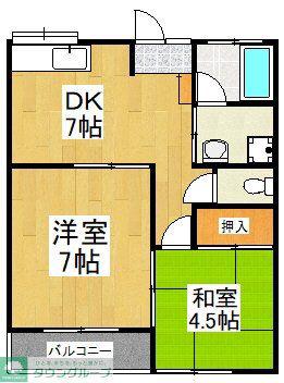 ハイツG&B(2DK/2階)の間取り写真