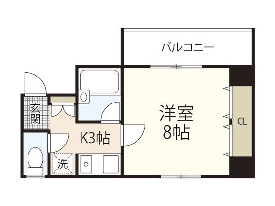 アペックス免出(1K/2階)の間取り写真