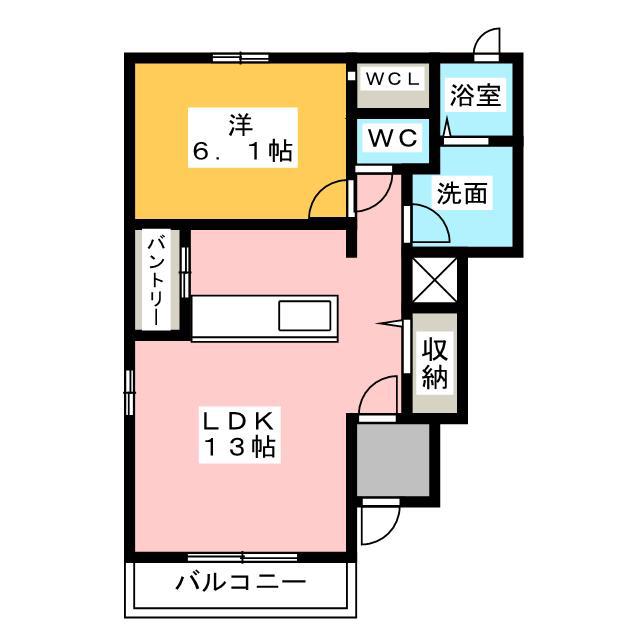 ニューサンリット I(1LDK/1階)の間取り写真