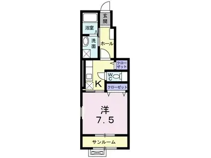 ルミナス T&S(1K/1階)の間取り写真