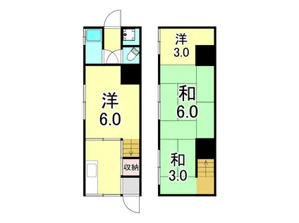 高取山町アパート(2K/1階)の間取り写真