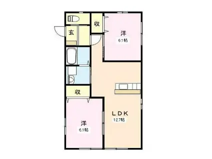 リバーサイド神谷川(2LDK/2階)の間取り写真