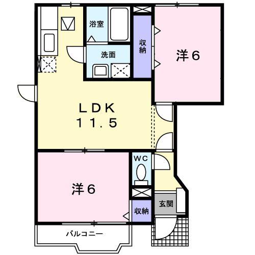 エスポワールMIII(2LDK/1階)の間取り写真