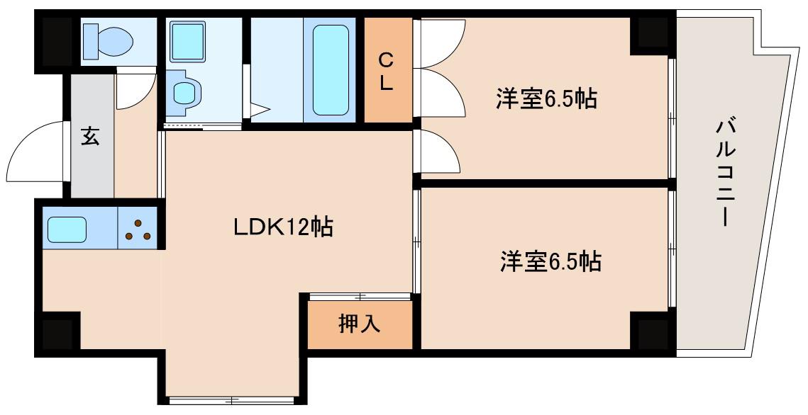 ドムール三国3番館(2LDK/4階)の間取り写真
