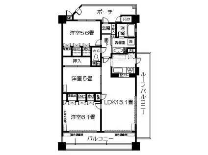 サーパスシティ紫原三丁目811号(3LDK/8階)の間取り写真