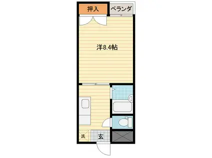 セゾン下新(1DK/3階)の間取り写真