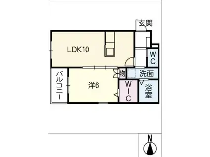 CASA SERENO(1LDK/2階)の間取り写真