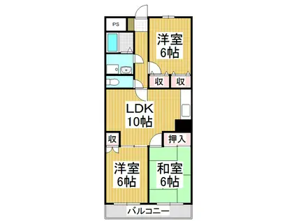 ファミーユ大豆島(3LDK/4階)の間取り写真