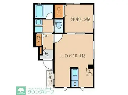 ヴィラージュ加美平(1LDK/1階)の間取り写真