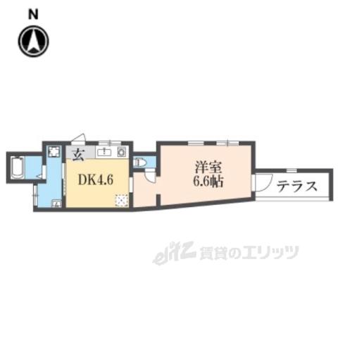 ビオス京都西陣アヤナス(1DK/2階)の間取り写真