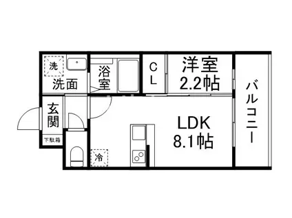 アドバンス京都リエートII(1LDK/4階)の間取り写真