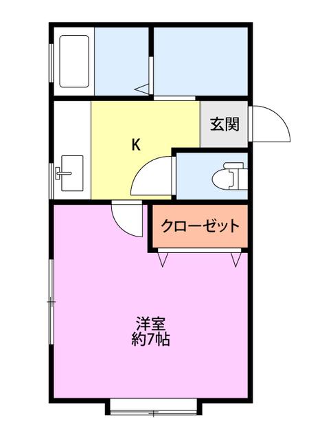 ライブアイⅡ(1K/2階)の間取り写真