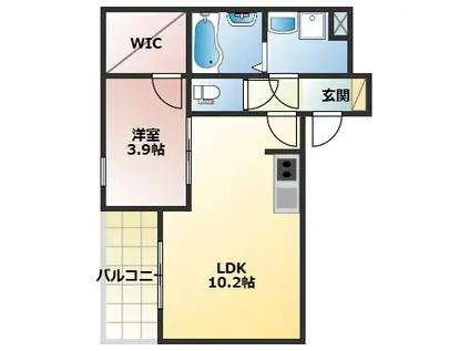 ジーメゾン大久保アスピダ(1LDK/3階)の間取り写真