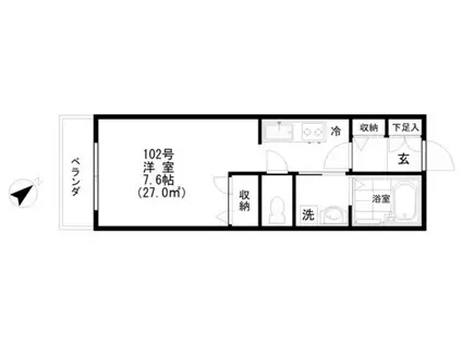 フォレスト学芸大学(1K/1階)の間取り写真