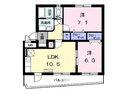 ペンション タカラ(2LDK/3階)の間取り写真