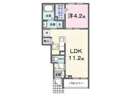 ヒカルサ藤枝茶町I(1LDK/1階)の間取り写真
