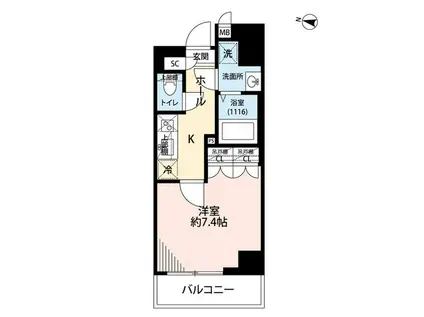 プレール・ドゥーク板橋舟渡(1K/4階)の間取り写真