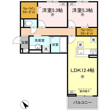 サンセール問屋町II(2LDK/1階)の間取り写真