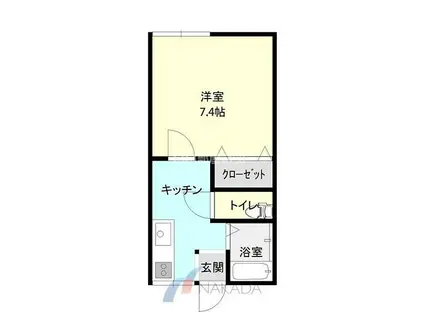 コンチネンタル守護町(1K/2階)の間取り写真