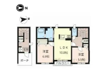 エレガンシア(2LDK/2階)の間取り写真