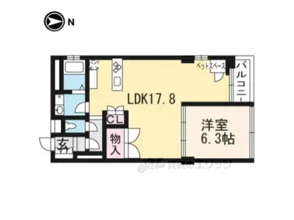 ヴィラスタジオーネ御所南(1LDK/5階)の間取り写真