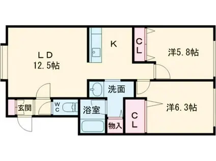 レコファミ III(2LDK/1階)の間取り写真