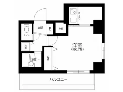 グランドガーラ麻布十番(1K/8階)の間取り写真