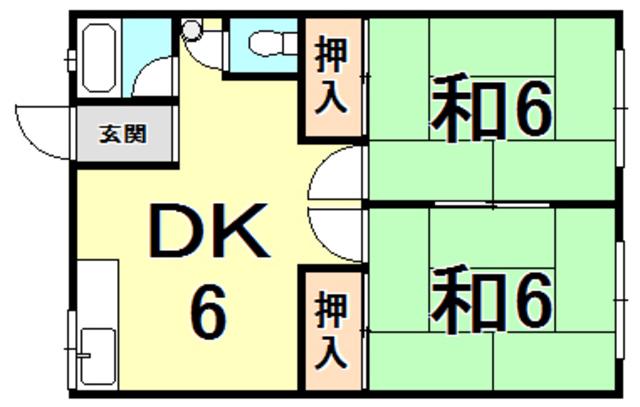 大地ハイツ(2DK/1階)の間取り写真
