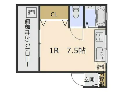 アーベルパートII(ワンルーム/1階)の間取り写真