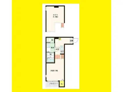 ハーモニーテラス花川III(1K/2階)の間取り写真