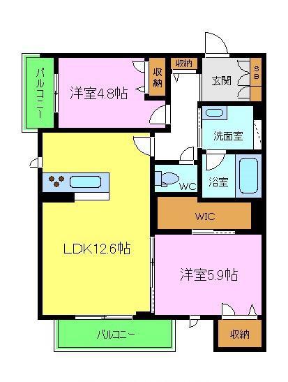 LUMIERE MAISON(2LDK/2階)の間取り写真