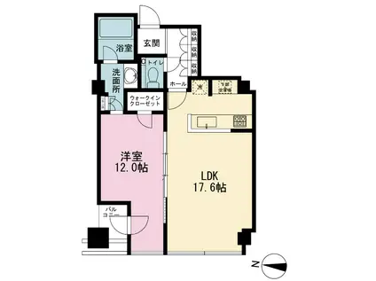 平河町森タワーレジデンス(1LDK/19階)の間取り写真