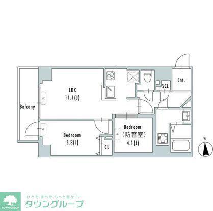 GRAN PASEO上野御徒町(2LDK/9階)の間取り写真