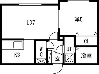 リベルティ平岸(1LDK/2階)の間取り写真
