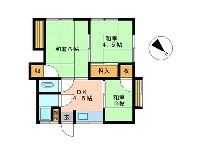 クイーンズコーポ(3DK/2階)の間取り写真