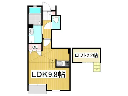 イルリフージョ七瀬(ワンルーム/1階)の間取り写真