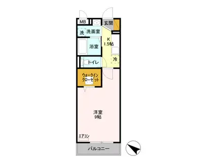 グランモアIII(1K/1階)の間取り写真