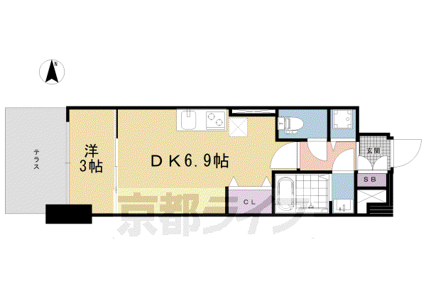 THE GARNET MILLENNIUM KYOTO九条烏丸(1DK/1階)の間取り写真