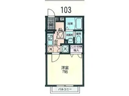 エトワール追浜(1K/1階)の間取り写真