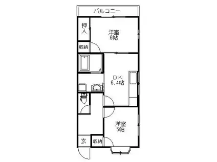 メゾンドアルス(2DK/2階)の間取り写真
