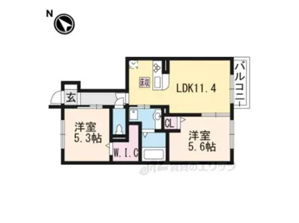 シエロⅠ(2LDK/1階)の間取り写真