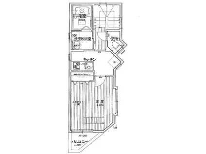 リバーサイド(1K/2階)の間取り写真