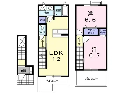 アビタシオン ドゥ A(2LDK/2階)の間取り写真