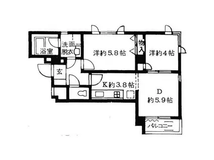 ヒルトップ野沢(2DK/2階)の間取り写真
