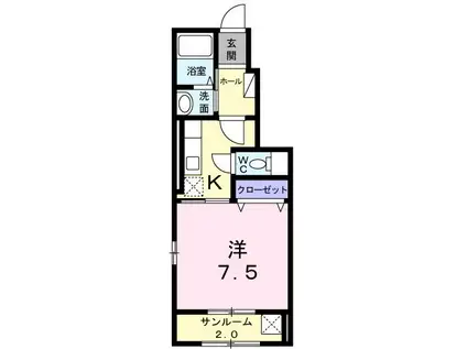 ラ・メゾン東山(1K/1階)の間取り写真