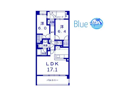 ノーブルフォレスタII(2LDK/1階)の間取り写真