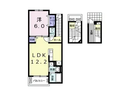 カーサ・フェリオ(1LDK/3階)の間取り写真