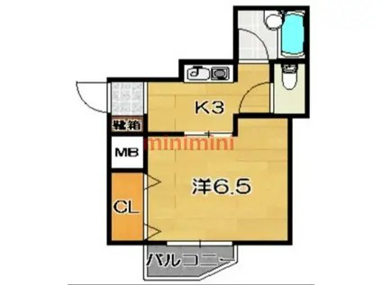 ポエジーハイム(1K/2階)の間取り写真